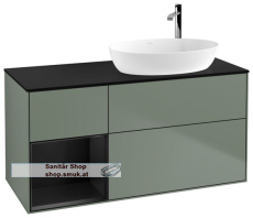 V&B Waschbeckenunterschrank 1x Accessory Paket Finion, 3x Auszug mit Antirutsch-Boden, mit LED-Beleuchtung, Waschbecken rechts, wandh�ngend, mit Regalelement (beleuchtet), mit Hahnlochbohrung, Eckig (F922PDGM)
