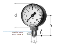 GF JRG Manometer mit Anschluss unten (GF350544701) GF JRG Manometer mit Anschluss unten (GF350544701)
