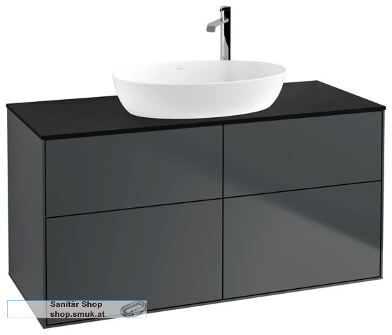 V&B Waschbeckenunterschrank 2x Accessory Paket Finion, 4x Auszug mit Antirutsch-Boden, , Waschbecken mittig, wandh�ngend, mit Hahnlochbohrung, Eckig (F91200HG)