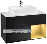 V&B Waschtischunterschrank 1 x Acccessory Paket Finion, 2 Ausz�ge mit Antirutsch-Matte, mit LED-Beleuchtung, Waschtisch mittig, wandh�ngend, mit Regalelement (F121HFPD)