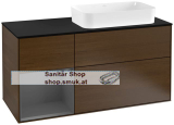 V&B Waschtischunterschrank 1 x Acccessory Paket Finion, 3 Ausz�ge mit Antirutsch-Matte, mit LED-Beleuchtung, Waschtisch rechts, wandh�ngend, mit Regalelement (F272GKGN)