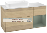 V&B Waschbeckenunterschrank 1x Accessory Paket Finion, 3x Auszug mit Antirutsch-Boden, mit LED-Beleuchtung, Waschbecken links, wandh�ngend, mit Regalelement (beleuchtet), mit Hahnlochbohrung, Eckig (F281GMPC)