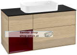 V&B Waschbeckenunterschrank 1x Accessory Paket Finion, 3x Auszug mit Antirutsch-Boden, mit LED-Beleuchtung, Waschbecken mittig, wandh�ngend, mit Regalelement (beleuchtet), mit Hahnlochbohrung, Eckig (F292HBPC)