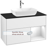 V&B Waschbeckenunterschrank 1x Accessory Paket Finion, 2x Auszug mit Antirutsch-Boden, mit LED-Beleuchtung, Waschbecken mittig, wandh�ngend, mit Regalelement (beleuchtet), mit Hahnlochbohrung, Eckig (F782GFGF)