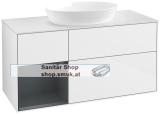V&B Waschbeckenunterschrank 1x Accessory Paket Finion, 3x Auszug mit Antirutsch-Boden, mit LED-Beleuchtung, Waschbecken mittig, wandh�ngend, mit Regalelement (beleuchtet), ohne Hahnlochbohrung, Eckig (FA61HGGF)
