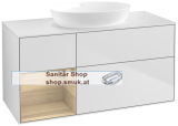 V&B Waschbeckenunterschrank 1x Accessory Paket Finion, 3x Auszug mit Antirutsch-Boden, mit LED-Beleuchtung, Waschbecken mittig, wandh�ngend, mit Regalelement (beleuchtet), ohne Hahnlochbohrung, Eckig (FA61PCMT)