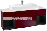 V&B Waschtischunterschrank 1 x Acccessory Paket Finion, 4 Ausz�ge mit Antirutsch-Matte, mit LED-Beleuchtung, Waschtisch mittig, wandh�ngend, mit Regalelement, mit Wandbeleuchtung (G211PDHB)