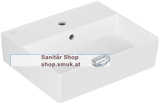 V&B Waschbecken Unterseite geschliffen, Rechteck, f�r 3-Loch Armatur geeignet, mittleres Hahnloch durchgestochen, mit �berlauf, Wandbefestigung (4A225GR1)